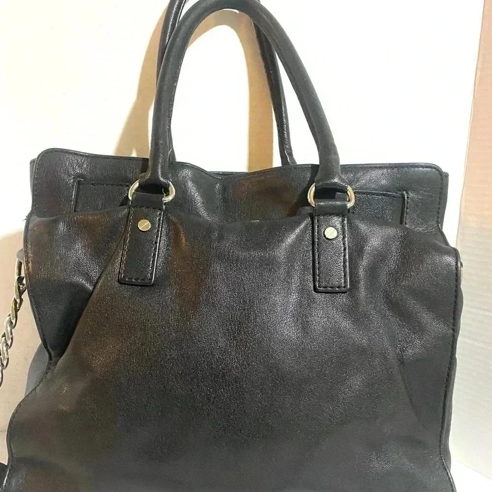 Michael kors black leather satchel handbag